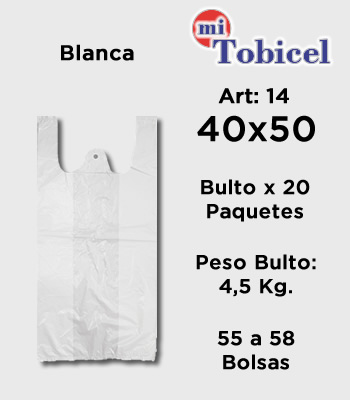 Bolsas Camiseta Color Blanca Material Virgen 40x50 mitobicel