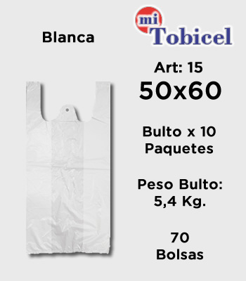Bolsas Camiseta Color Blanca Material Virgen 50x60 mitobicel