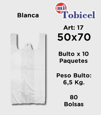 Bolsas Camiseta Color Blanca Material Virgen 50x70 mitobicel
