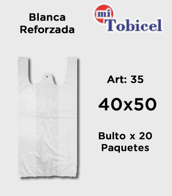 Bolsas Camiseta Color Blanca Reforzadas Material Virgen 40x50 mitobicel