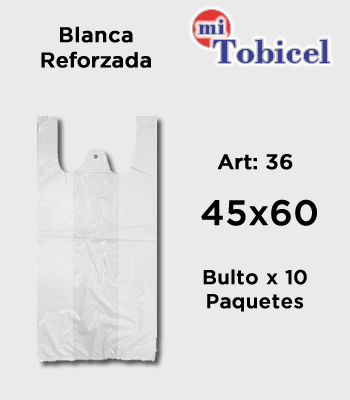 Bolsas Camiseta Color Blanca Reforzadas Material Virgen 45x60 mitobicel