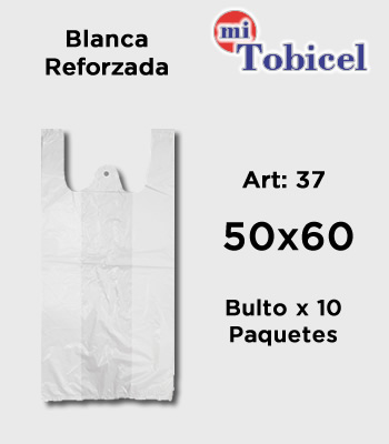 Bolsas Camiseta Color Blanca Reforzadas Material Virgen 50x60 mitobicel