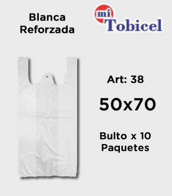 Bolsas Camiseta Color Blanca Reforzadas Material Virgen 50x70 mitobicel