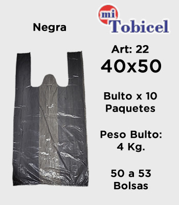 Bolsa Camiseta Negra sin impresion 40x50 mitobicel