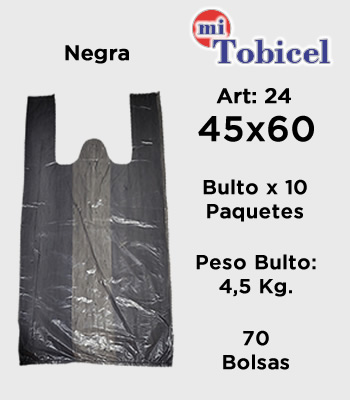 Bolsa Camiseta Negra sin impresion 45x60 mitobicel