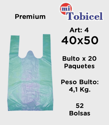 Bolsa Camiseta Verde Reforzada 40x50 premium mitobicel