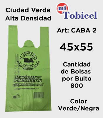 Bolsa Camiseta Negra Ciudad Verde 45x55 Alta densidad mitobicel