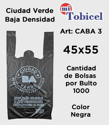 Bolsa Camiseta Negra Ciudad Verde 45x55 Baja densidad mitobicel