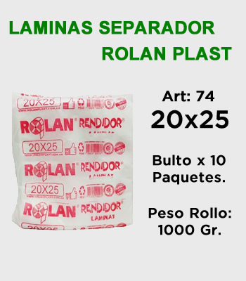 Laminas Separador 20x25 1000 gr Rolan Plast