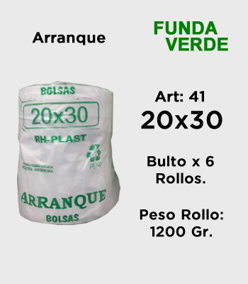 Rollos de Arranque Funda Verde - Alta Densidad 20x30 mitobicel