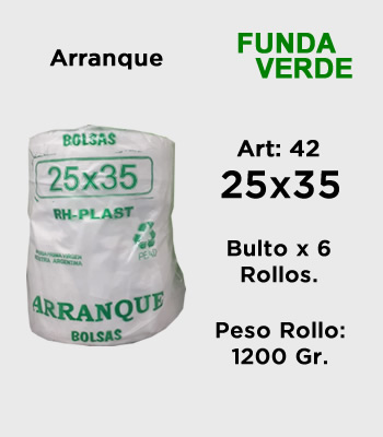Rollos de Arranque Funda Verde - Alta Densidad 25x35 mitobicel