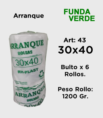 Rollos de Arranque Funda Verde - Alta Densidad 30x40 mitobicel
